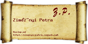 Zimányi Petra névjegykártya